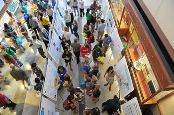 COS JAM poster presentations in the Jordan Hall of Science Galleria
