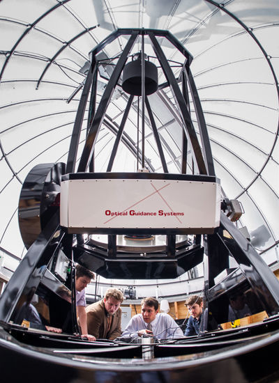 Justin Crepp and graduate students at the Krizmanich Telescope