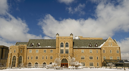 Jordan Hall of Science after a snowstorm