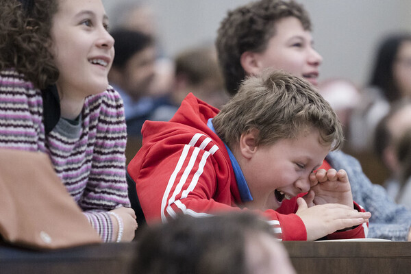 Children laughing during 2022 Christmas lecture