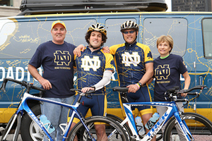 Greg Crawford with the Parseghian family in Boston for the 2012 Road to Discovery bike ride