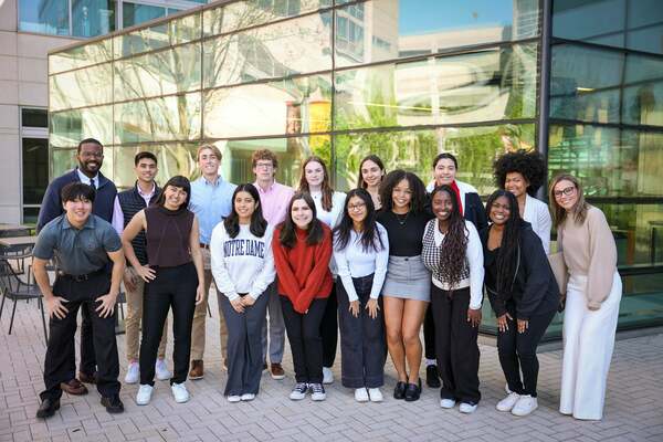 Group photo of students visiting Stritch School of Medicine