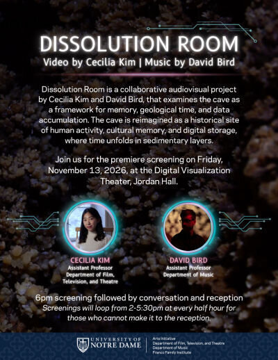 Dissolution Room premiere screening features Cecilia Kim and David Bird.